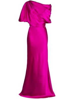 Amsale off-shoulder draped-detail gown - Purple