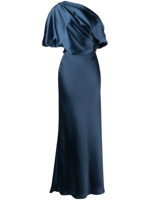 Amsale off-shoulder draped maxi dress - Blue