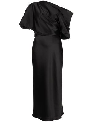 Amsale off-shoulder draped midi dress - Black