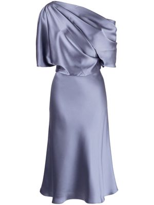 Amsale off-shoulder draped midi dress - Blue