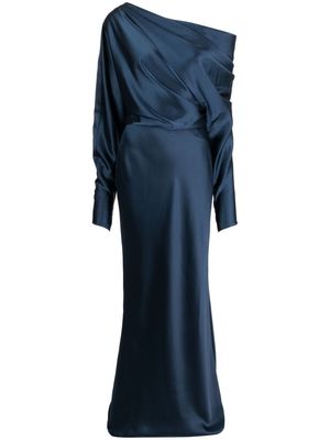 Amsale off-shoulder satin gown - Blue
