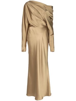 Amsale off-shoulder satin gown - Gold