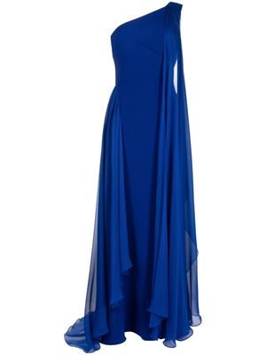 Amsale one-shoulder chiffon gown - Blue