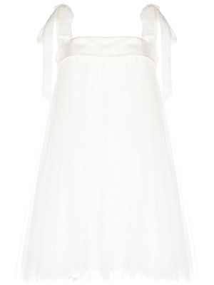Amsale tulle-overlay short dress - White