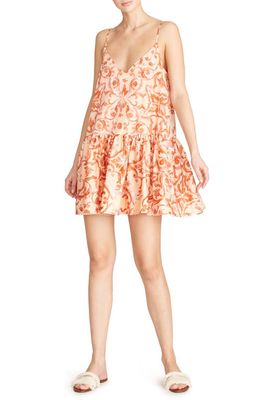 AMUR Angela Tiered Minidress in Apricot Nude Ant Baroque Tile