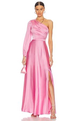 AMUR Elsabet One Shoulder Gown in Pink