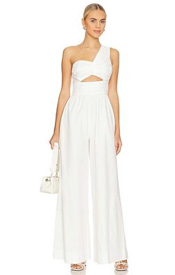 AMUR Laurie One Shoulder Jumpsuit in White