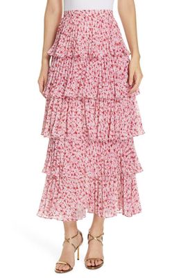 AMUR Paisley Floral Print Maxi Skirt in Pink