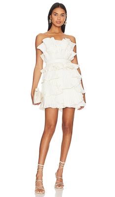 AMUR Reed Pleated Shell Dress in Ivory