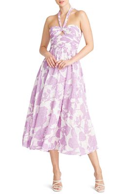 AMUR Selina Floral Halter A-Line Dress in Lilac Vine