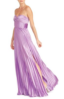 AMUR Stef Strapless Pleated Gown in Lilac Petal