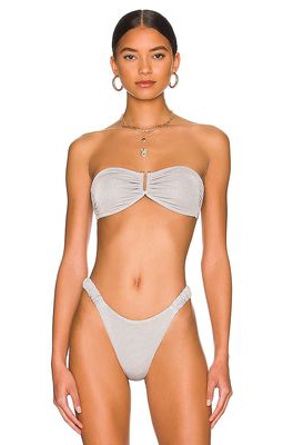 AMUSE SOCIETY Solstice Bikini Top in Light Grey