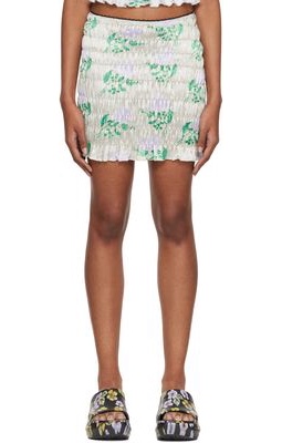 Amy Crookes Beige Shirred Miniskirt