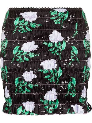 Amy Crookes floral-print ruched skirt - Black