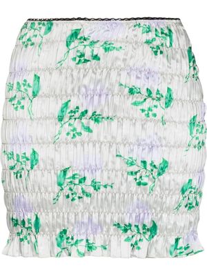 Amy Crookes floral-print ruched skirt - Neutrals