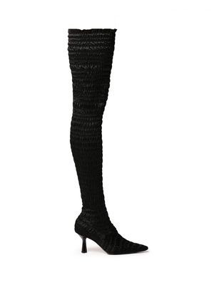 Amy Crookes Victorine XX shirred thigh-high boots - Black