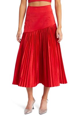 Amy Lynn Asymmetric Pleat Skirt in Red