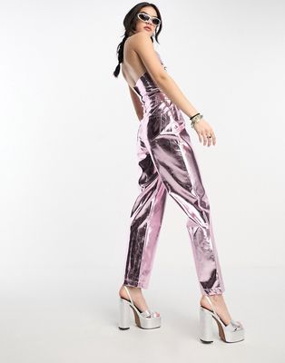 Amy Lynn Lupe pants in iced pink metallic - part of a set