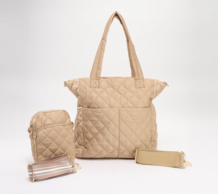 Amy Stran x AHDORNED Quilted North/South Nylon Tote Set