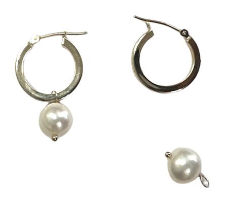 Amy Stran X Alkeme 10K Gold Cultured Pearl Charm Hoop Earrings