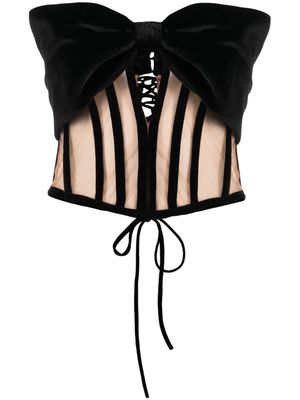 Ana Radu bow-detail velvet corset top - Black