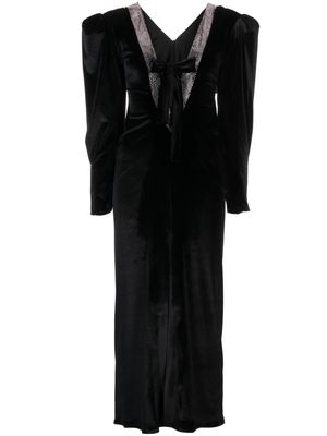 Ana Radu bow-embellished velvet maxi dress - Black