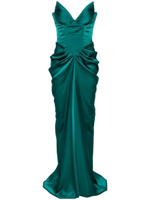 Ana Radu corset-style satin gown - Green