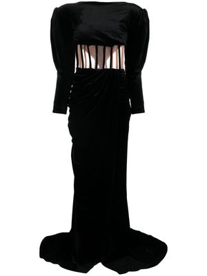 Ana Radu corset-waist velvet maxi dress - Black