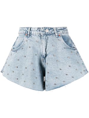 Ana Radu crystal-embellished denim shorts - Blue