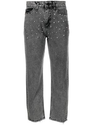 Ana Radu crystal-embellished high-rise cropped jeans - Grey