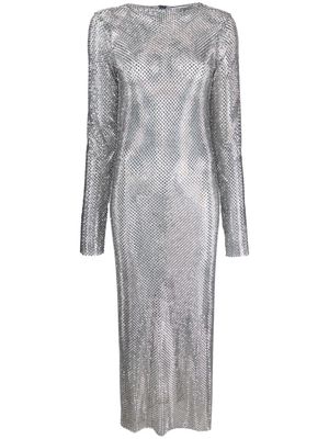 Ana Radu crystal-embellished mesh maxi dress - Silver