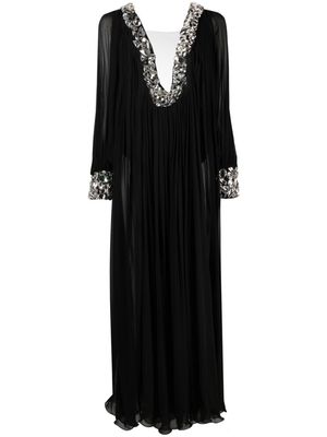 Ana Radu crystal-embellished pleated maxi dress - Black