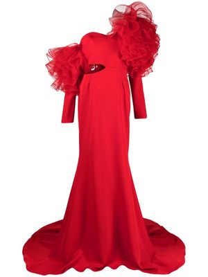 Ana Radu off-shoulder ruffled gown - Red