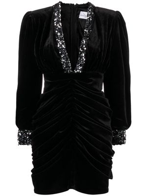 Ana Radu paillette-detail V-neck minidress - Black