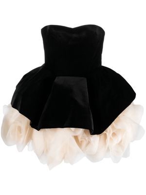 Ana Radu petal-layer velvet mini dress - Black