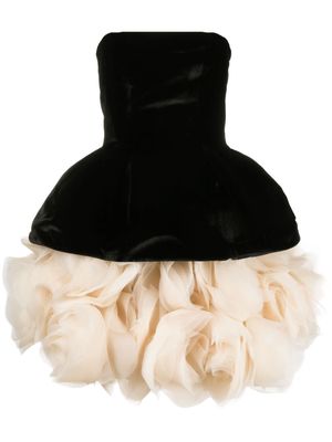 Ana Radu petal-layered velvet mini dress - Black