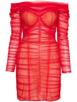 Ana Radu ruched off-shoulder mini dress - Red