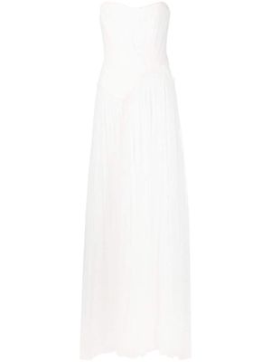 Ana Radu ruched strapless gown - White