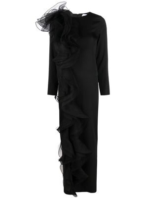 Ana Radu ruffled long-sleeve gown - Black