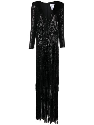 Ana Radu sequin-embellished V-neck maxi dress - Black