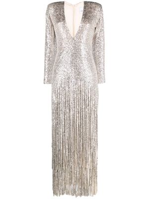 Ana Radu sequinned fringed gown - Silver
