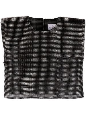 Ana Radu shoulder-pads crystal-embellished crop top - Silver