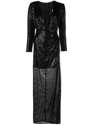 Ana Radu V-neck sequinned maxi dress - Black