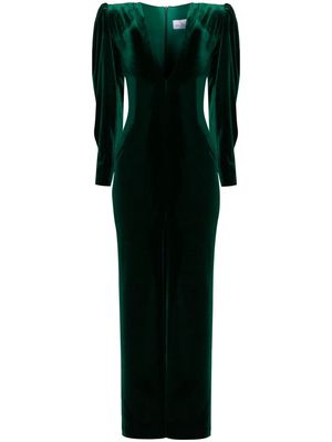 Ana Radu V-neck velvet maxi dress - Green