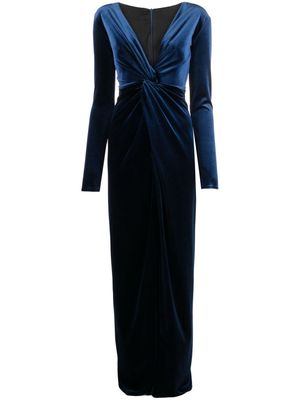 Ana Radu velvet V-neck maxi dress - Blue