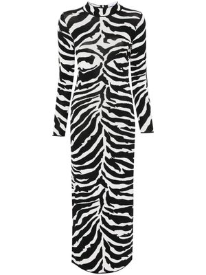 Ana Radu zebra-patterned long dress - Black