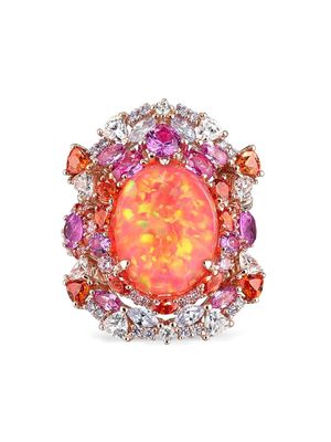 Anabela Chan 18k yellow gold vermeil Coral Opal Ocean gemstone rings - Orange