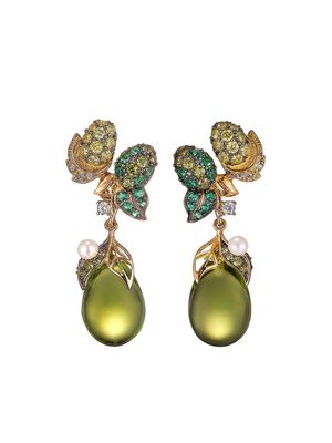 Anabela Chan 18kt gold Appleberry multi-stone earrings - Green
