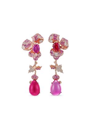 Anabela Chan 18kt gold Orchid multi-stone earrings - Pink