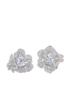 Anabela Chan 18kt white gold Peony diamond cocktail earrings - Silver